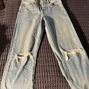 Levi’s Wedgie Straight Classic Light Blue Distressed Women Jeans